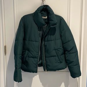 Green puffer jacket